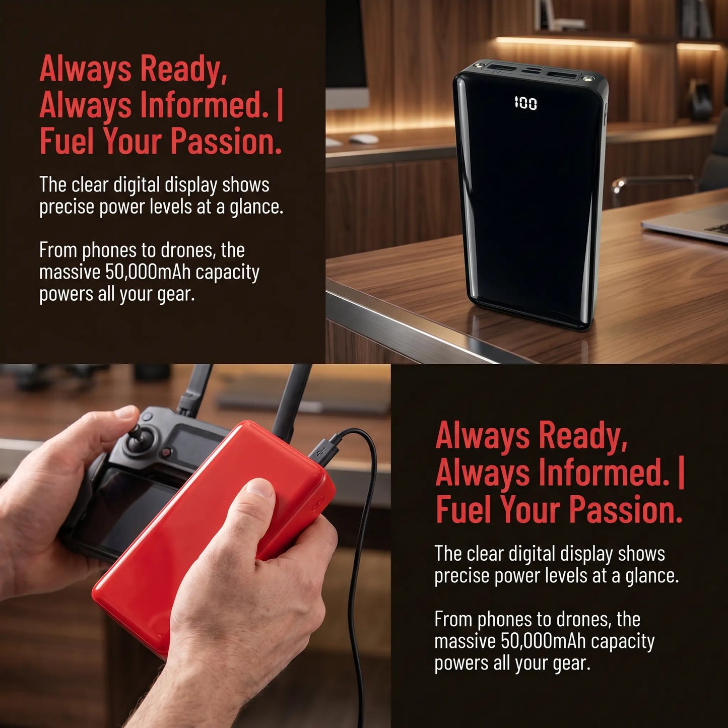 Ultra High Capacity 50000mAh Portable Power Bank - 22.5W Fast Charging, Dual Input/Output, LED Display & Flashlight for iPhone & Android