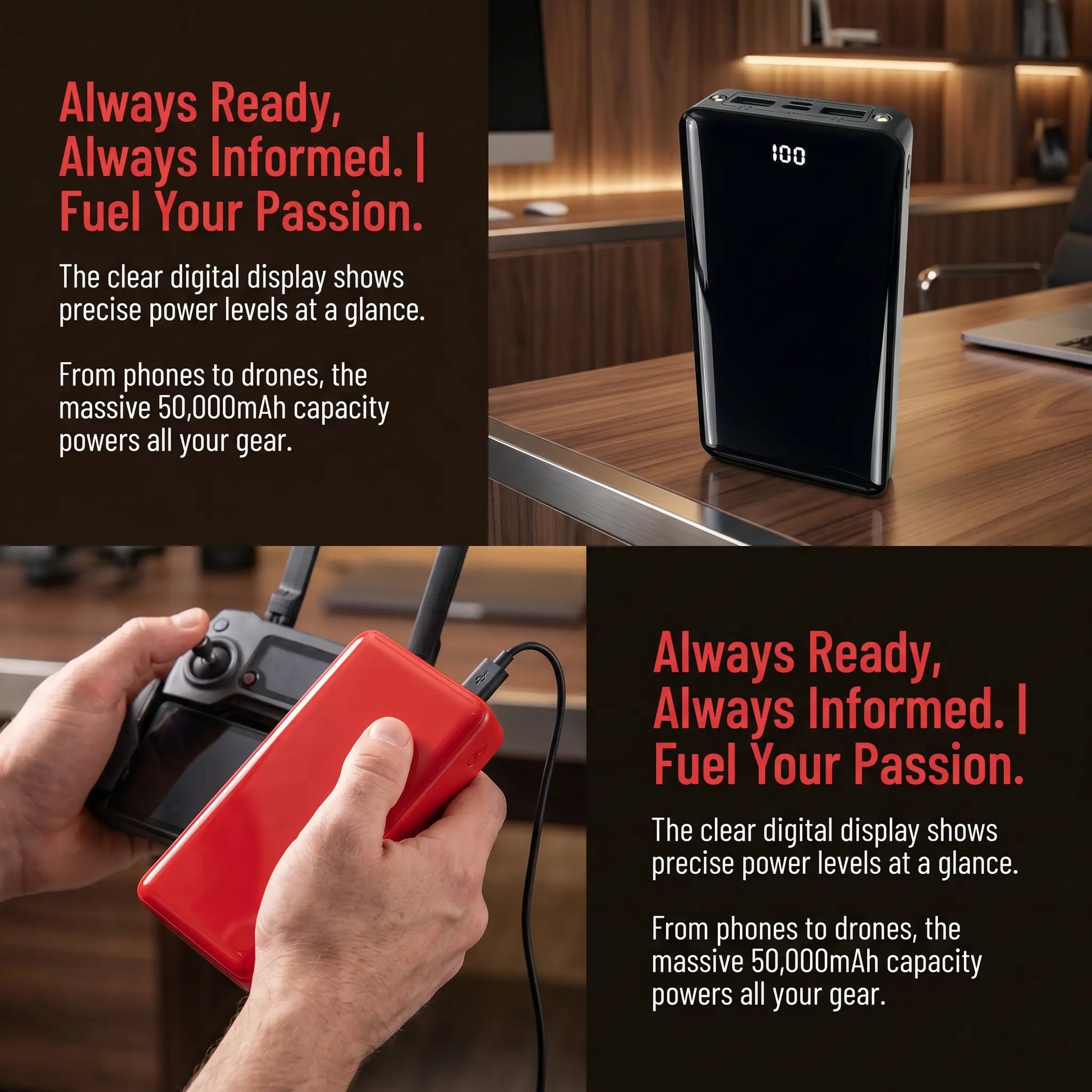 Ultra High Capacity 50000mAh Portable Power Bank - 22.5W Fast Charging, Dual Input/Output, LED Display & Flashlight for iPhone & Android