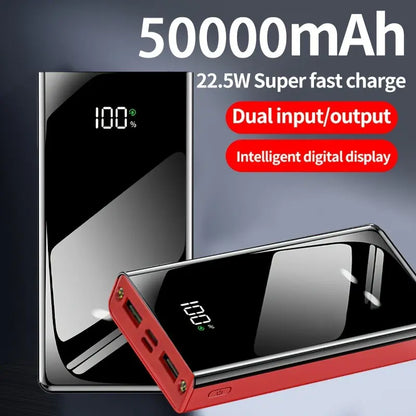 Ultra High Capacity 50000mAh Portable Power Bank - 22.5W Fast Charging, Dual Input/Output, LED Display & Flashlight for iPhone & Android