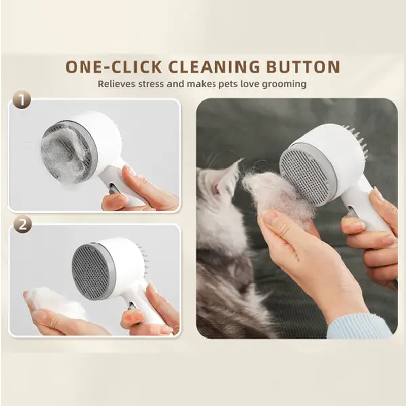 Fresh Fur Shower Brush, 2 in 1 Pet Steam Brush,Spray Hair Removal Comb for Cats ＆ Dogs - Deshedding＆ Grooming