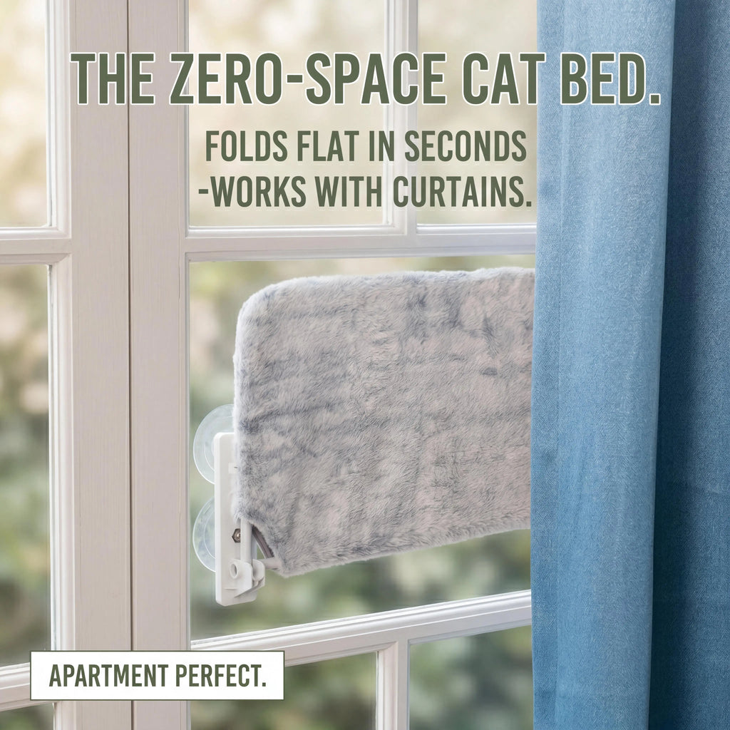 Sturdy Metal Frame Cat Hammock for Window, Folding, Cordless, Machine Washable Cat Bed, Strong Suction Cups, Cat Window Perch for Indoor Cats