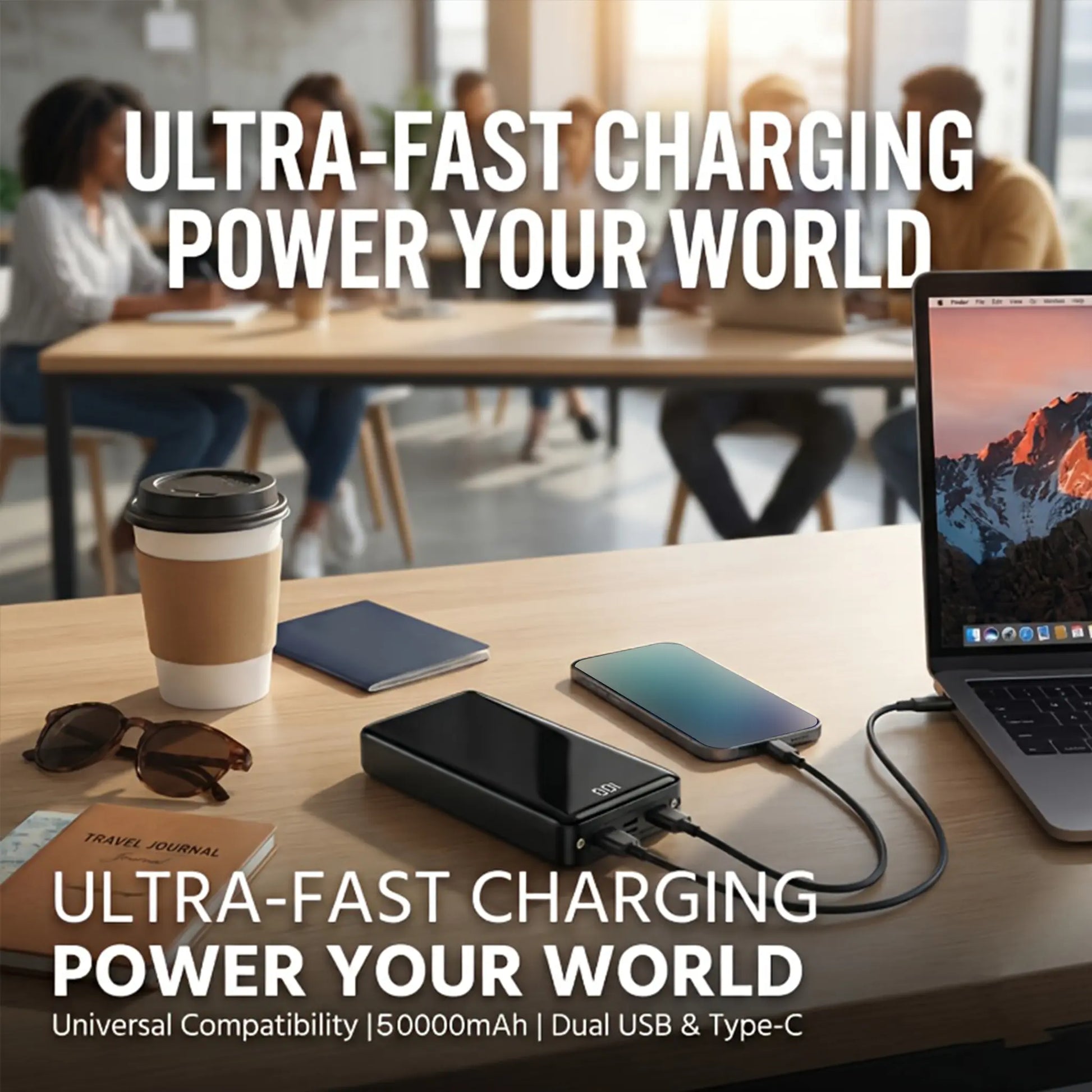 Ultra High Capacity 50000mAh Portable Power Bank - 22.5W Fast Charging, Dual Input/Output, LED Display & Flashlight for iPhone & Android